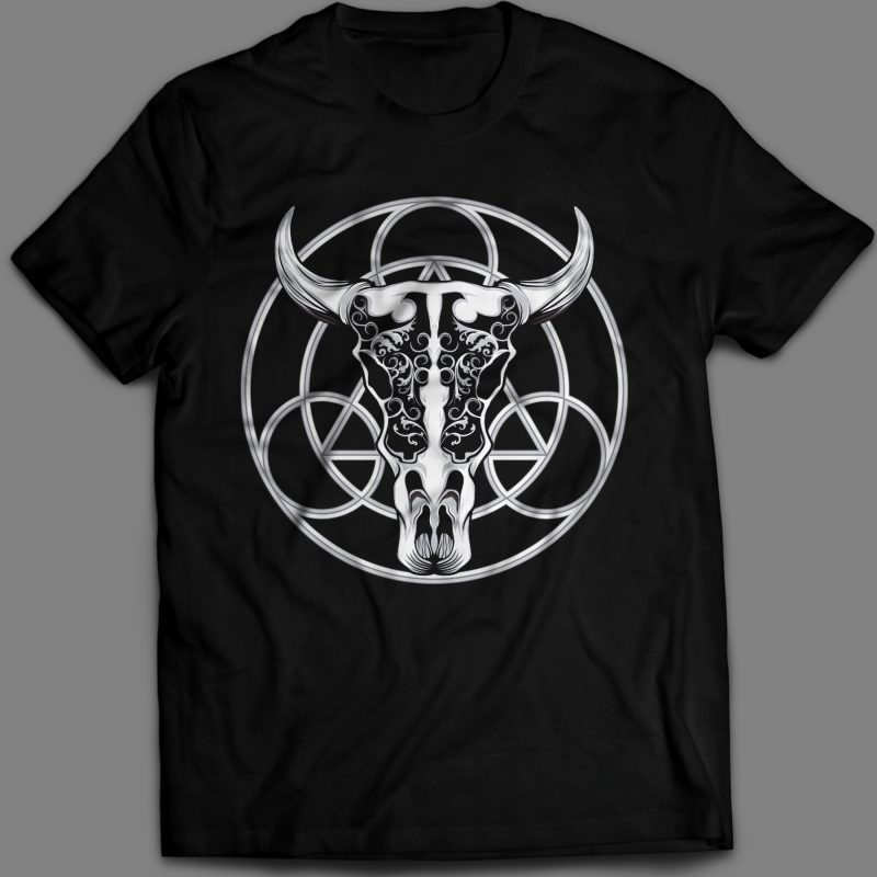 Bison floral skull T-shirt design template vector t shirt design