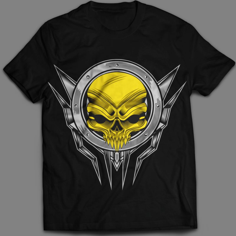 Gold skull T-shirt design template vector illustration tshirt factory