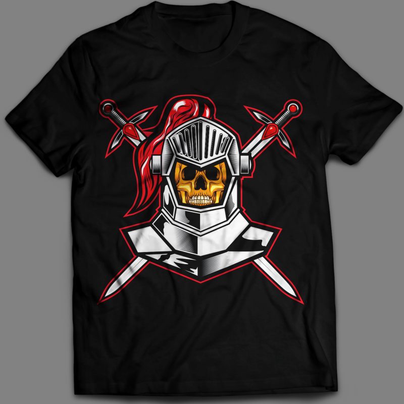 knight skull T-shirt template vector illustration art tshirt design for merch by amazon