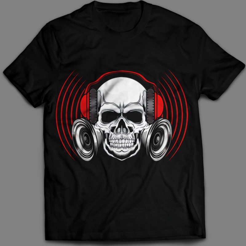 Music skull t-shirt design vector illustration tshirt-factory.com