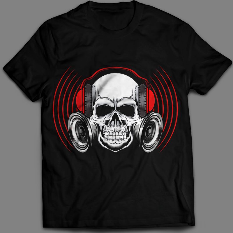 Music skull t-shirt design vector illustration tshirt-factory.com