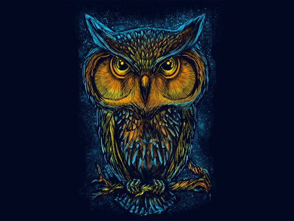 two weeks work Owl owl night light full print commercial use t-shirt design - Buy t-shirt  designs