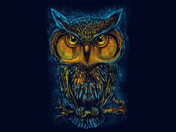 Owl night light full print commercial use t-shirt design