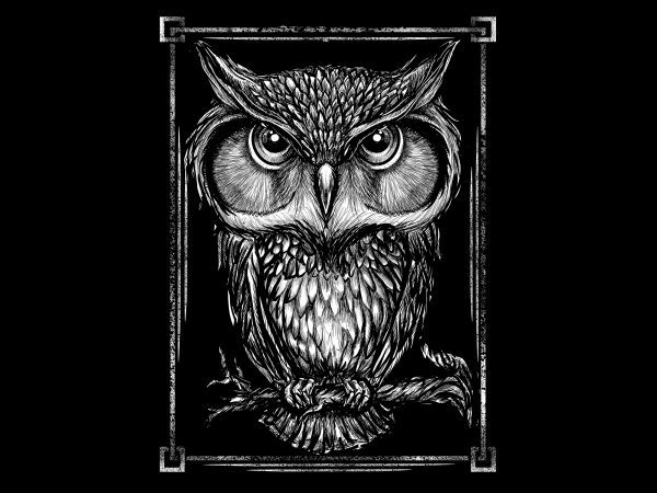 Owl white illustrator graphic t-shirt design
