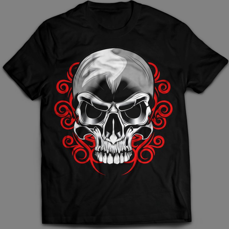 skull and spiral T-Shirt template design vector shirt designs
