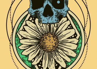 skull flower graphic t-shirt design