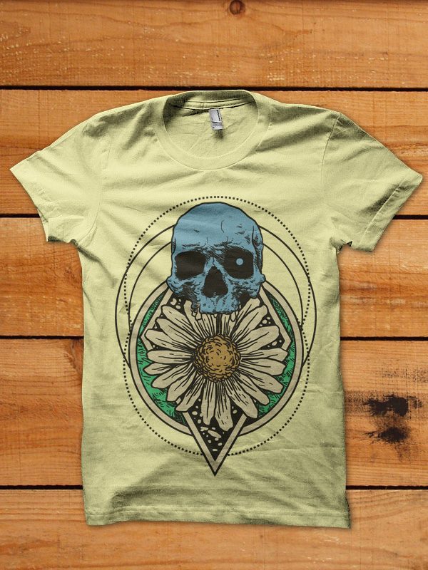 skull flower graphic t-shirt design buy tshirt design