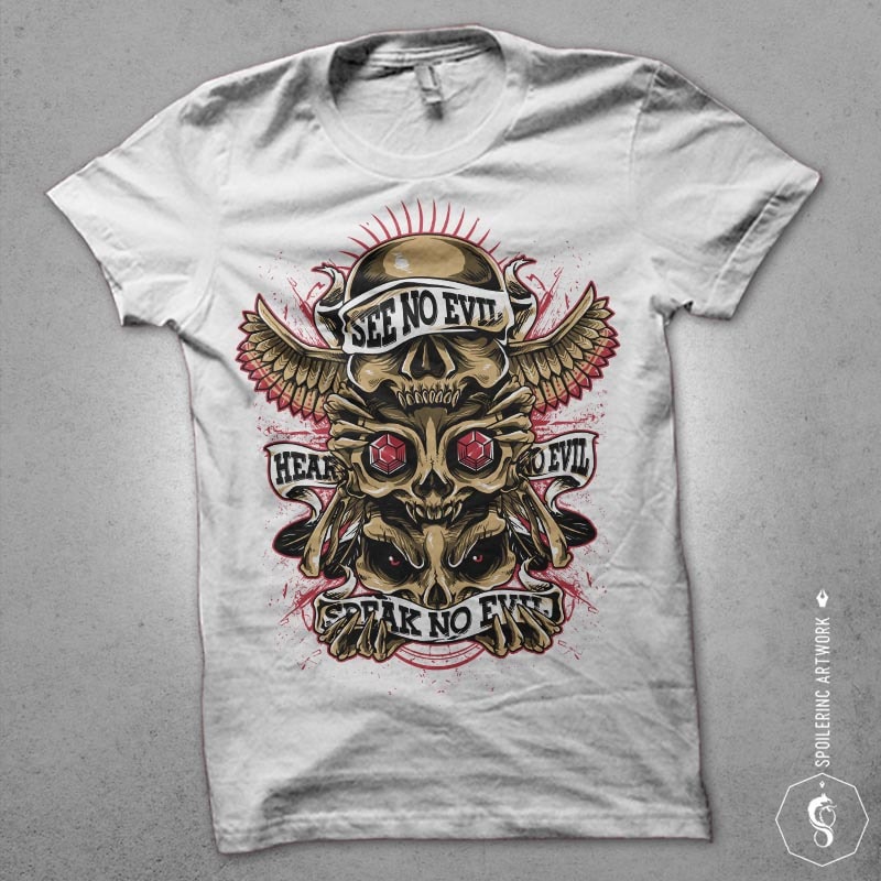 skulls totem Graphic t-shirt design t shirt designs for merch teespring and printful