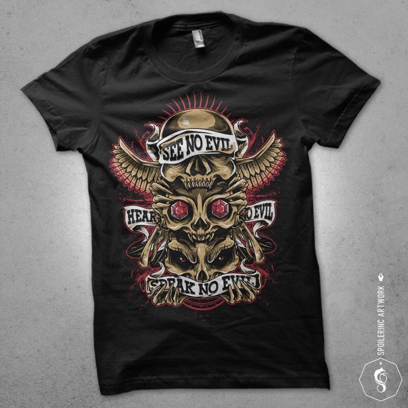 skulls totem Graphic t-shirt design t shirt designs for merch teespring and printful