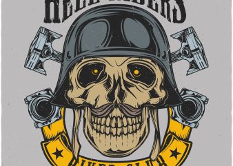 Hell riders biker club. Vector T-Shirt Design