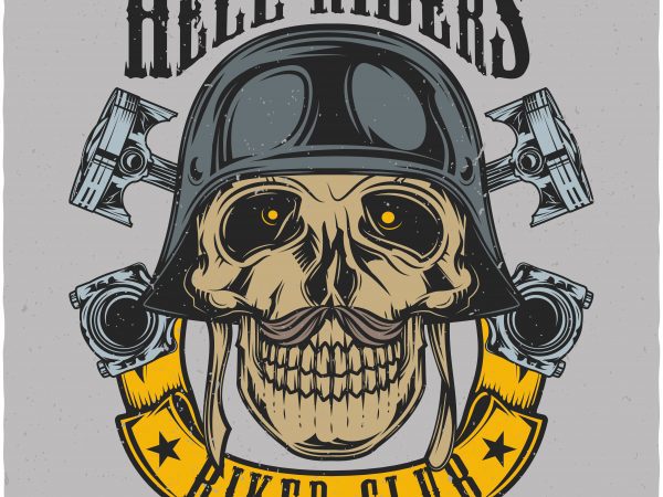 Hell riders biker club. vector t-shirt design