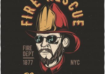Fire rescue brotherhood. Vector T-Shirt Design