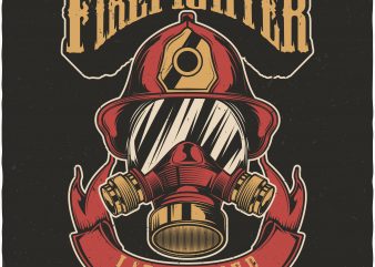 Firefighter life saver. Vector T-Shirt Design