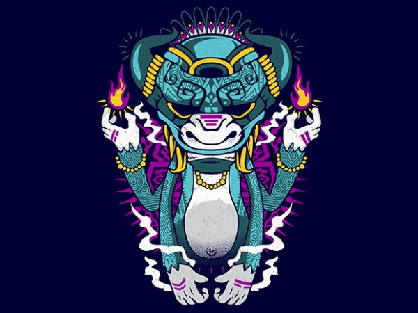 Mysterious tiki graphic t-shirt design