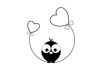 A bird and a heart balloon graphic t shirt design