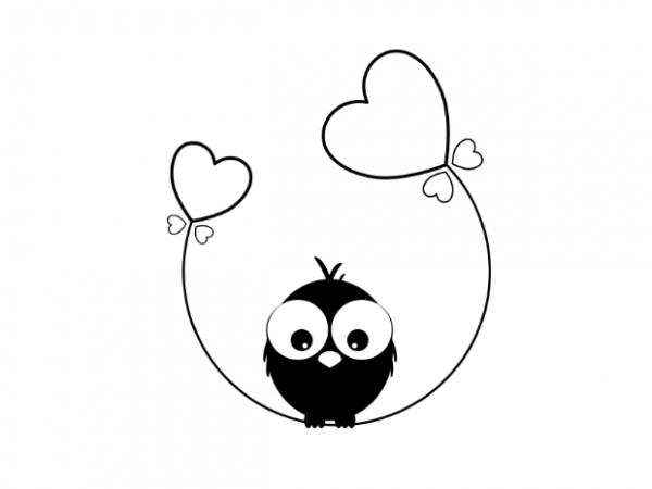 A bird and a heart balloon graphic t shirt design A bird and a heart balloon graphic t shirt design