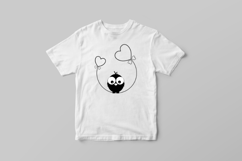A bird and a heart balloon graphic t shirt design t shirt designs for sale