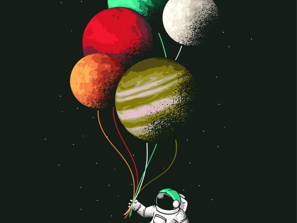 Astronaut balloons t shirt design png