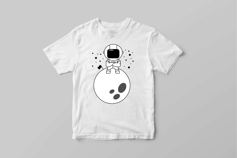 Astronaut sitting on a moon minimalistic vector t-shirt design t shirt designs for sale
