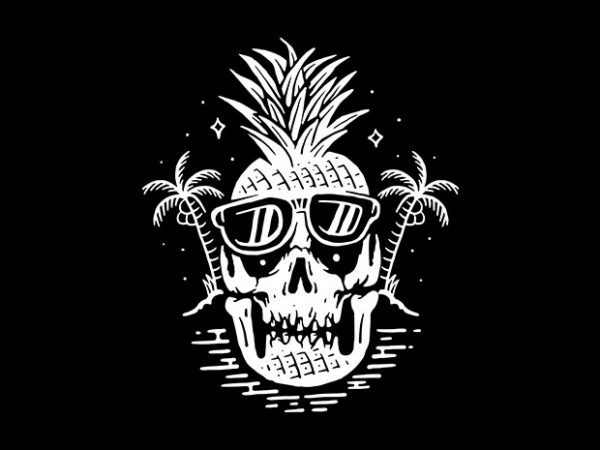 Skull pineapple t shirt design for purchase