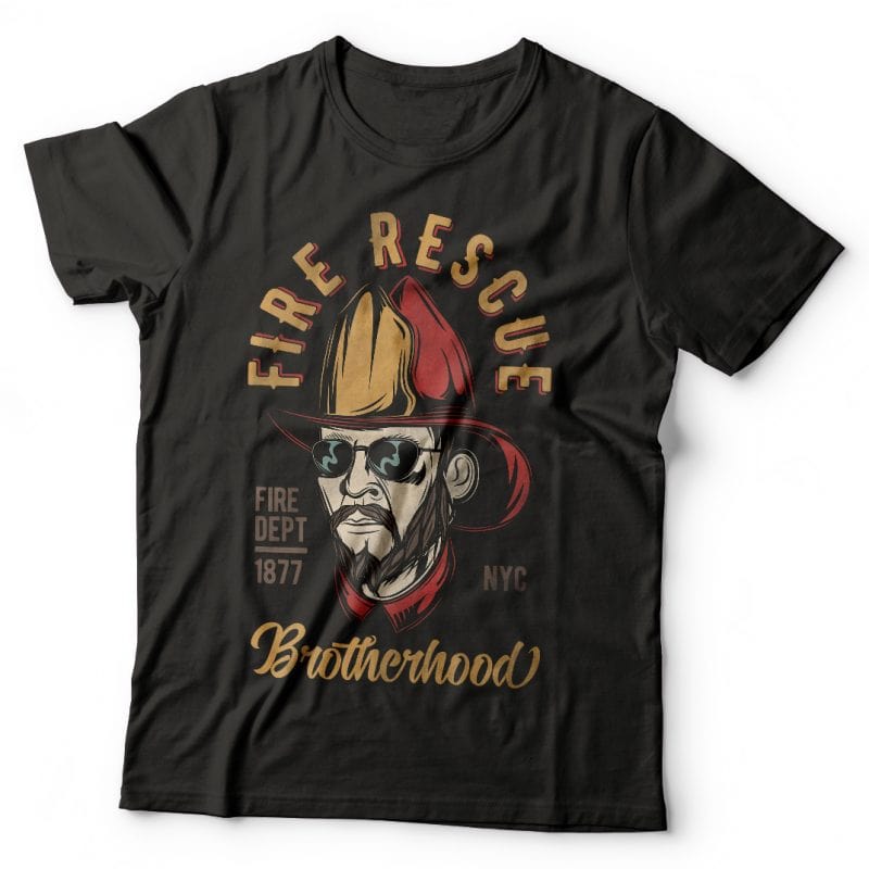 Fire rescue brotherhood. Vector T-Shirt Design buy t shirt designs artwork