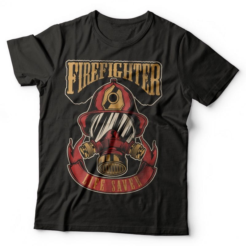Firefighter life saver. Vector T-Shirt Design t shirt designs for print on demand