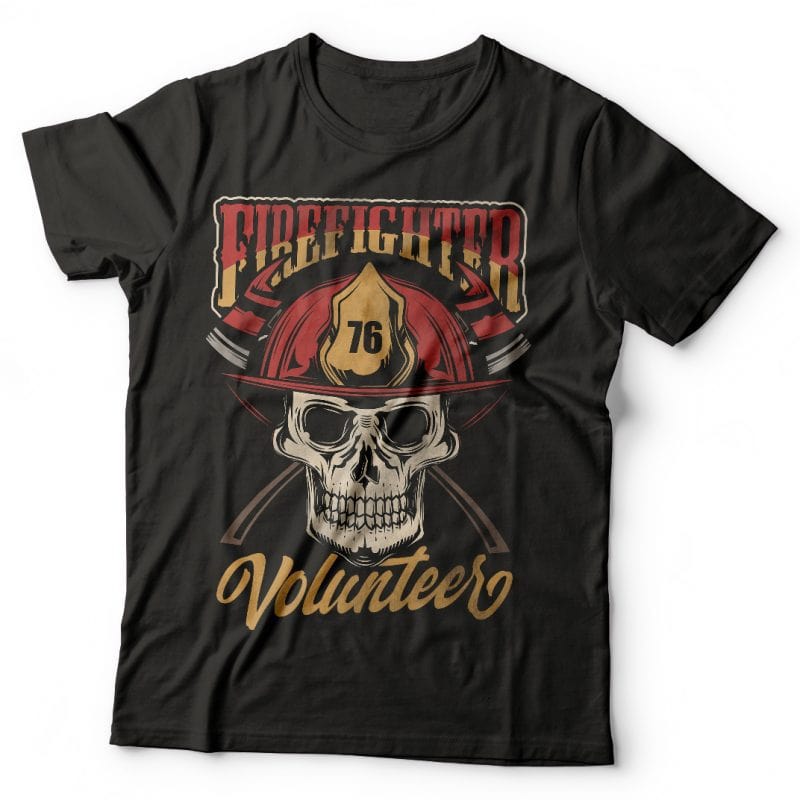 Firefighter volunteer t shirt designs for print on demand