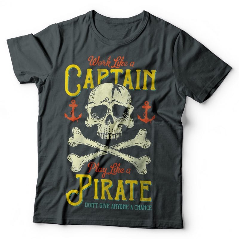 Work Like A Captain. Vector T-Shirt Design buy t shirt design
