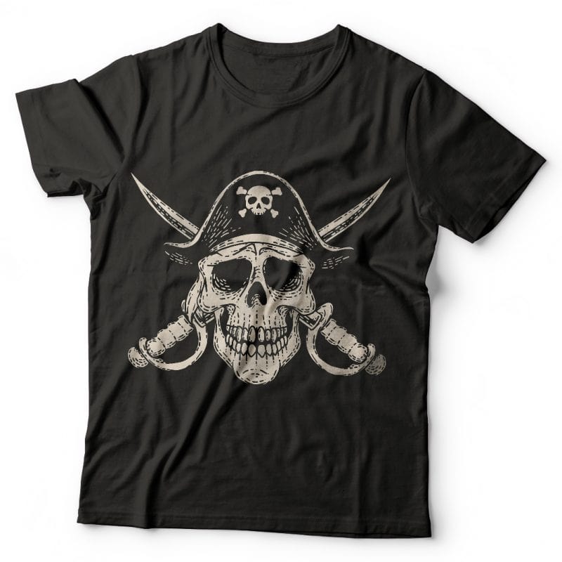 Pirate Skull. Vector T-Shirt Design buy t shirt design
