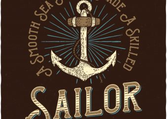 Skilled Sailor. Vector T-Shirt Design