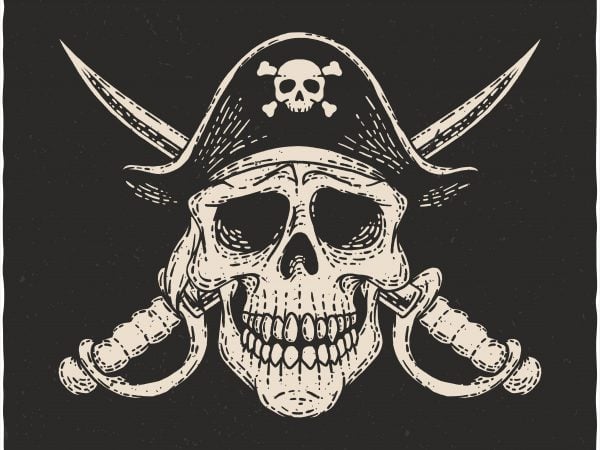 Pirate skull. vector t-shirt design