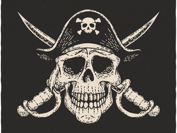 Pirate Skeleton T-shirt Design Vector Download