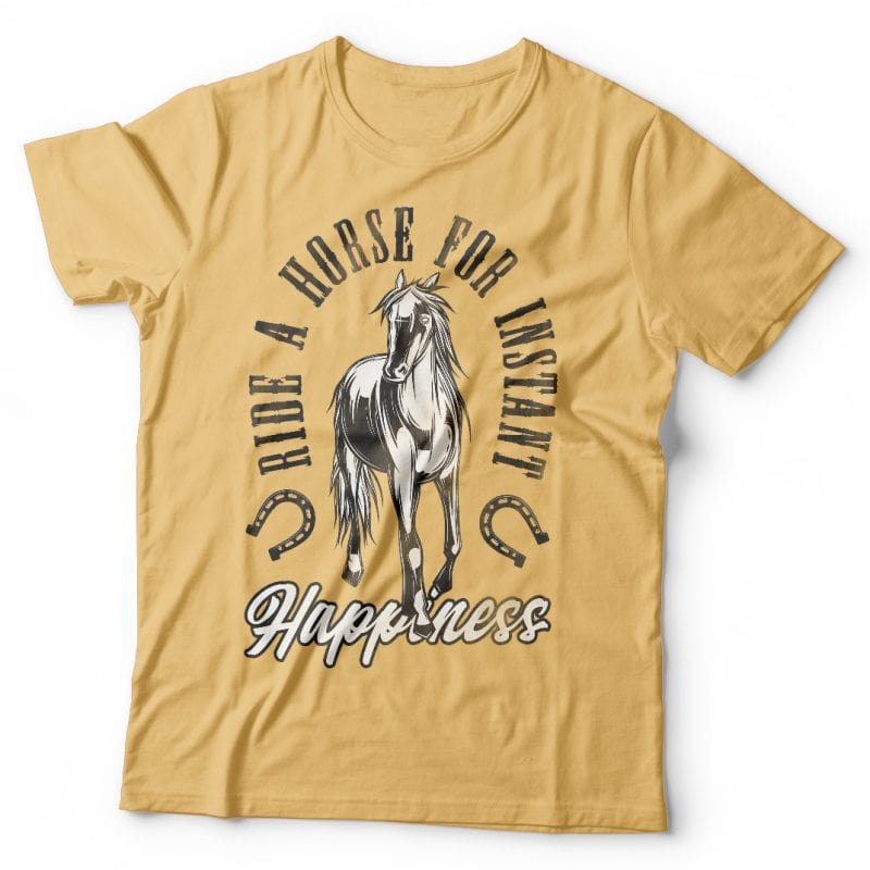 Ride a horse for instant happiness. Vector T-Shirt Design tshirt-factory.com