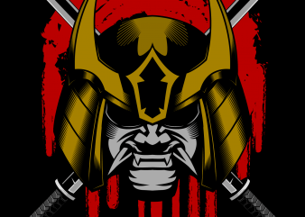 Ronin samurai head helmet vector illustration print ready shirt design