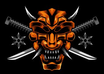 Samurai mask cross knife vector illustration buy t shirt design