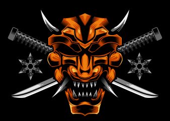 Samurai mask cross knife vector illustration buy t shirt design