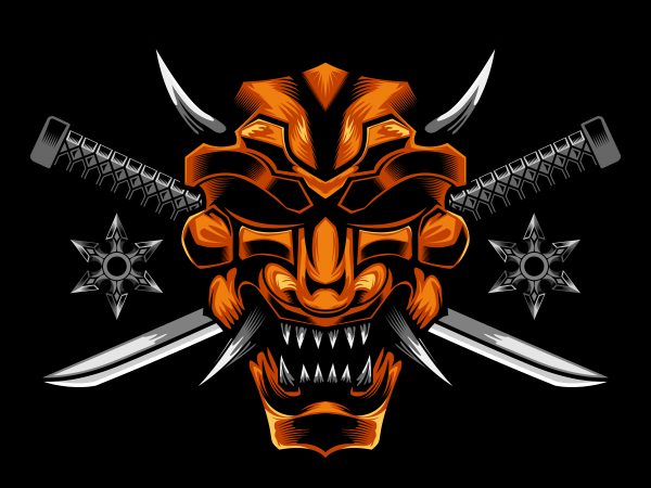 Samurai mask cross knife vector illustration buy t shirt design