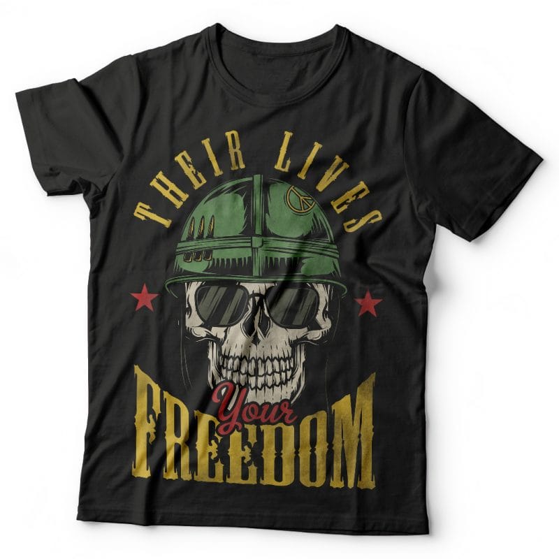 Their lives your freedom. Vector T-Shirt Design t shirt designs for printify