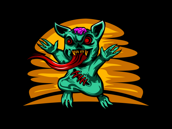 Zombie cat t shirt design for purchase