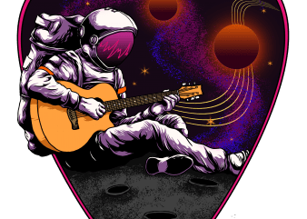 alone at space print ready t shirt design