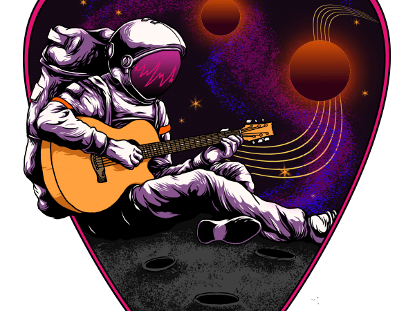 Alone at space print ready t shirt design