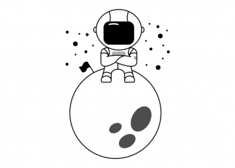Astronaut sitting on a moon minimalistic vector t-shirt design