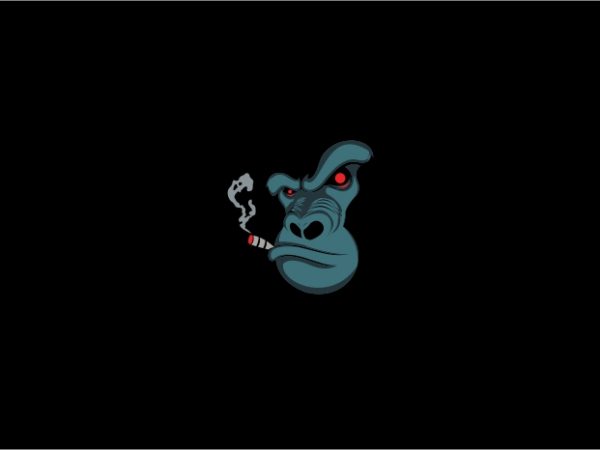 Smoked gorilla vector t-shirt design for commercial use