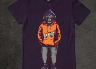 monkey hoodie commercial use t-shirt design