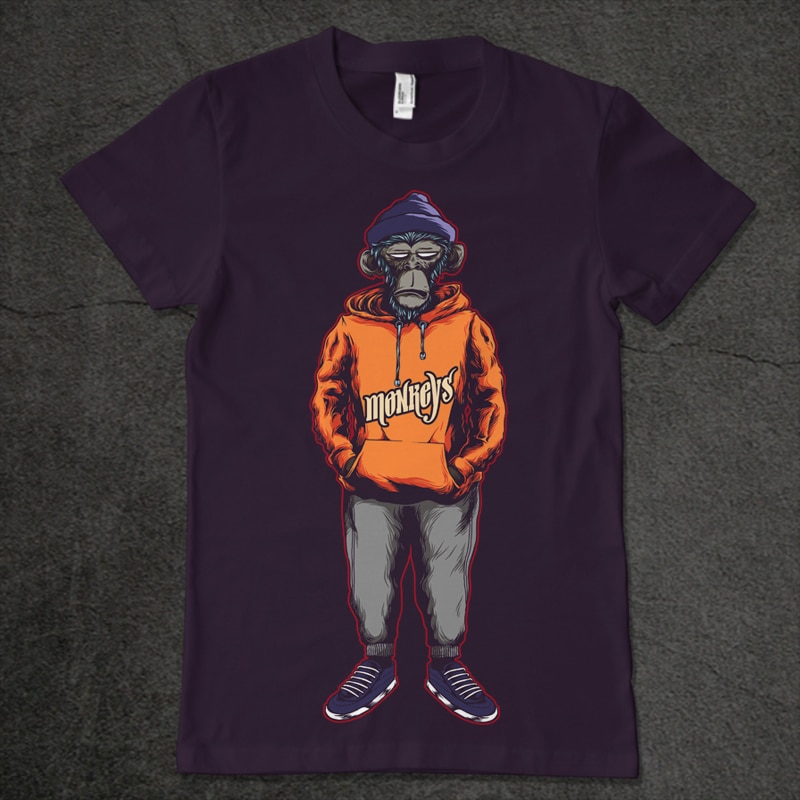 monkey hoodie t shirt designs for sale