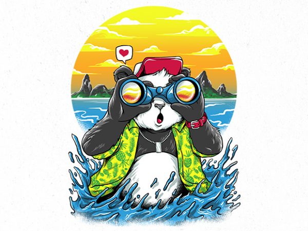 Summer panda graphic t-shirt design