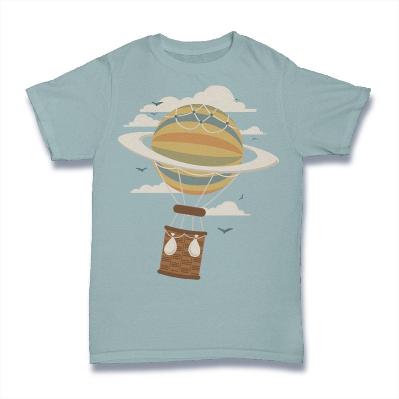 Air Baloon Saturn Tshirt Design vector shirt designs