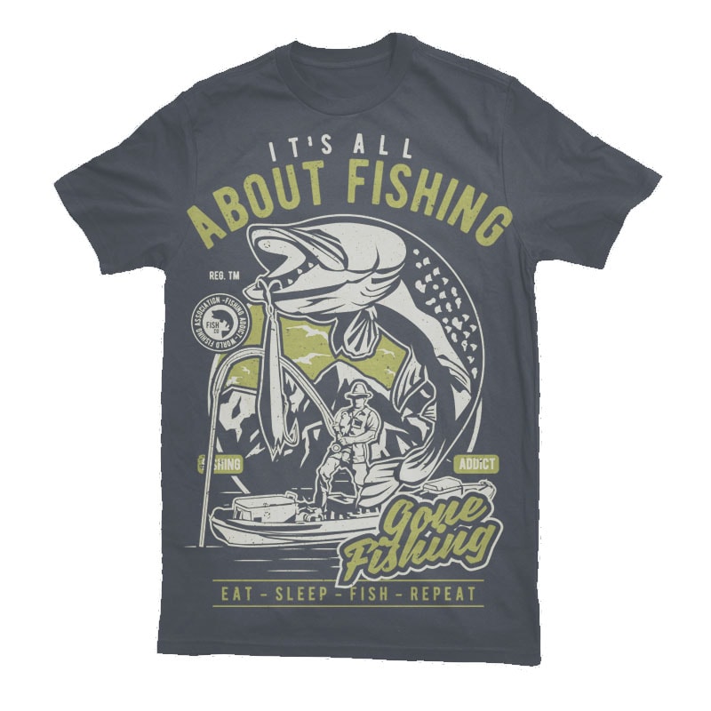 All About Fishing Graphic t-shirt design tshirt-factory.com