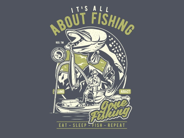 All about fishing graphic t-shirt design
