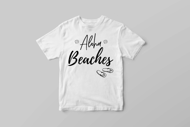 Aloha beaches funny summer holiday saying graphic t shirt design tshirt-factory.com